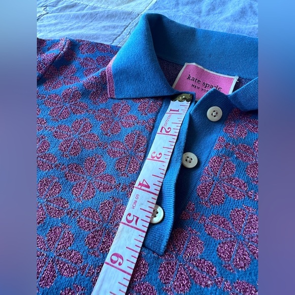 Kate Spade Women’s Blue and Pink Floral Preppy Collared Button Patterned Top - Picture 11 of 12
